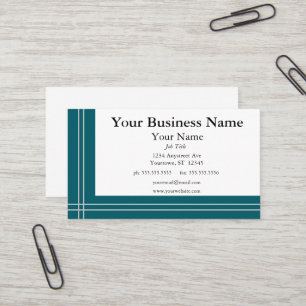 Silver Stripes on Teal Borders Generic Business Card