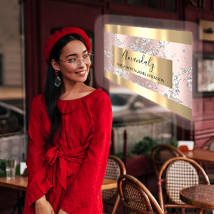 Silver Strokes Marble Beauty Shop Rose VIP Business Card