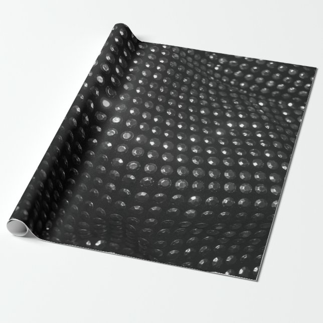 Silver studded black leather fabric wrapping paper (Unrolled)