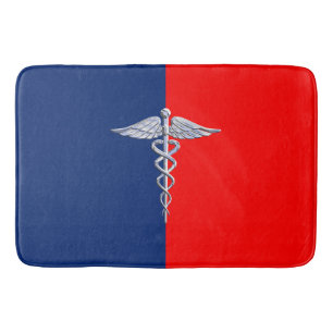 Silver Style Caduceus Medical Symbol League Bath Mat