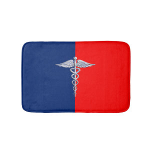 Silver Style Caduceus Medical Symbol League Bath Mat