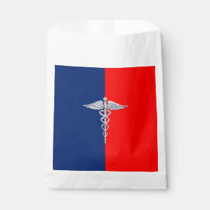Silver Style Caduceus Medical Symbol League Favour Bag