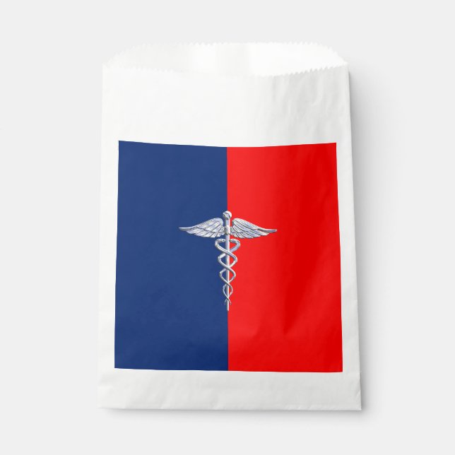 Silver Style Caduceus Medical Symbol League Favour Bag (Front)