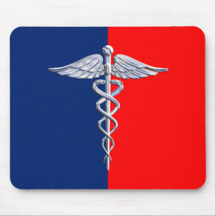 Silver Style Caduceus Medical Symbol League Mouse Pad
