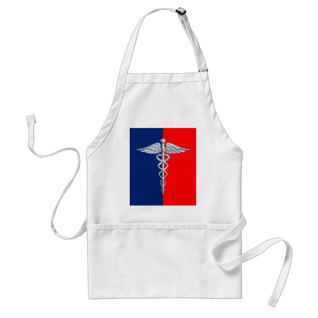 Silver Style Caduceus Medical Symbol League Standard Apron (Front)