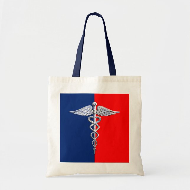 Silver Style Caduceus Medical Symbol League Tote Bag (Front)