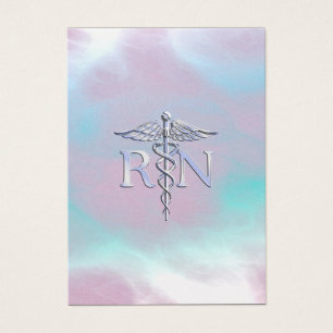 Silver Style RN Caduceus Medical Mother Pearl