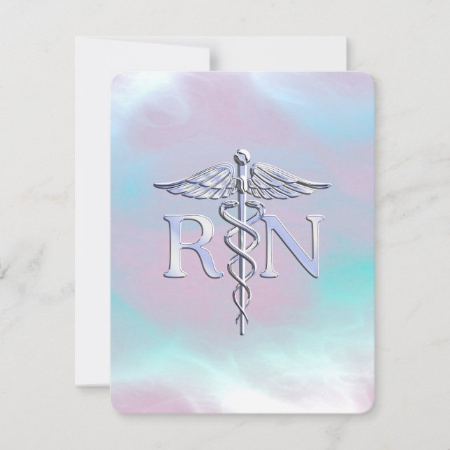 Silver Style RN Caduceus Medical Mother Pearl (Front)