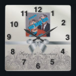 Silver Stylish 🕰️ 25th Anniversary Special Square Wall Clock<br><div class="desc">⏳ Celebrate timeless love with this Silver Stylish Anniversary Wall Clock! Designed with vintage charm, this elegant and silver timepiece features a stylish-style background with delicate, decorative accents, making it a perfect keepsake for anniversaries, weddings, or special milestones. Crafted with high-quality materials, this stylish clock not only keeps time with...</div>