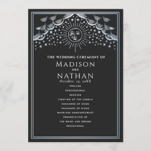 Silver Sun and Moon Tarot Wedding Program