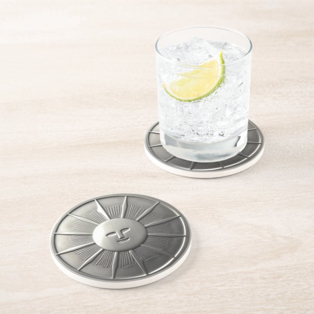 Silver Sun Face Coaster (Side)