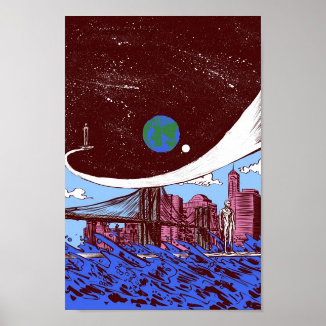 Silver Surfer finds Earth Poster (Front)
