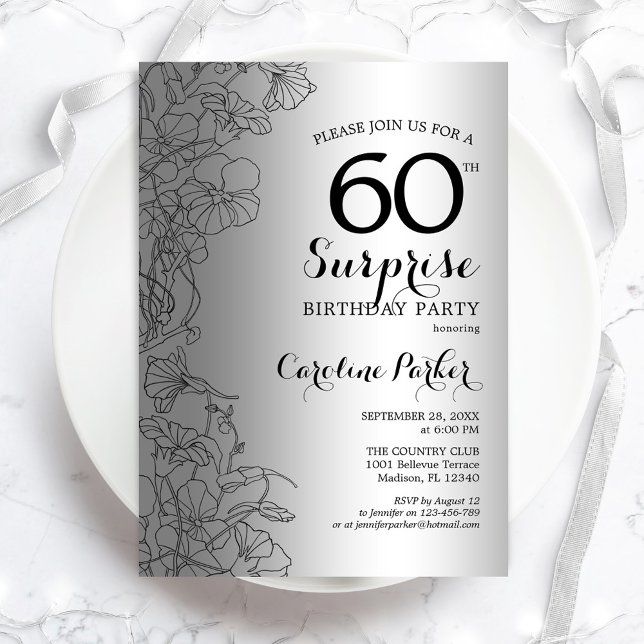 Silver Surprise 60th Birthday Party Invitation (Creator Uploaded)