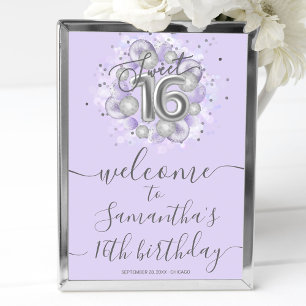 Silver Sweet 16 Balloons Lavender Welcome Sign