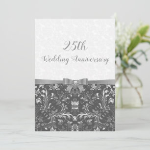 Silver Swirl And Hearts Invitation