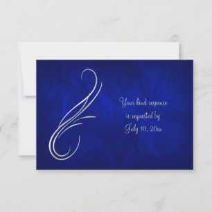 Silver Swirl Bright Blue Wedding RSVP Card