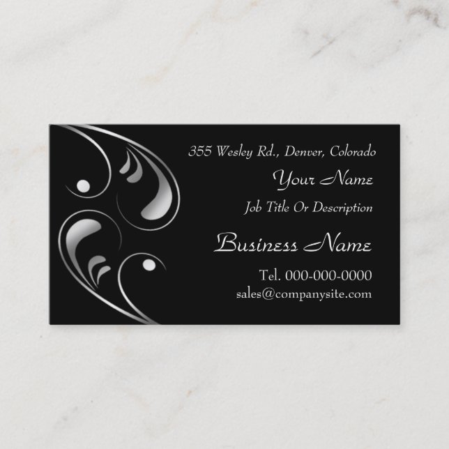 Silver Swirl Design Business Card Templates (Front)
