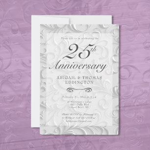 Silver Swirls 25th Wedding Anniversary Invitation