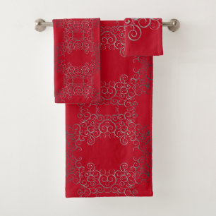 Silver Swirls Arabesque Bath Towel Set