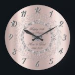 Silver Swirls Diamond 25th Wedding Anniversary Large Clock<br><div class="desc">Elegant silver diamonds wedding anniversary clock.</div>