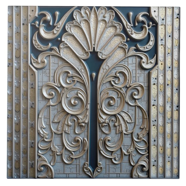 Silver Swirls Gate Ceramic Tile (Front)