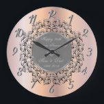 Silver Swirls Rose Gold 50 Wedding Anniversary Large Clock<br><div class="desc">Elegant silver swirls wedding anniversary clock.</div>