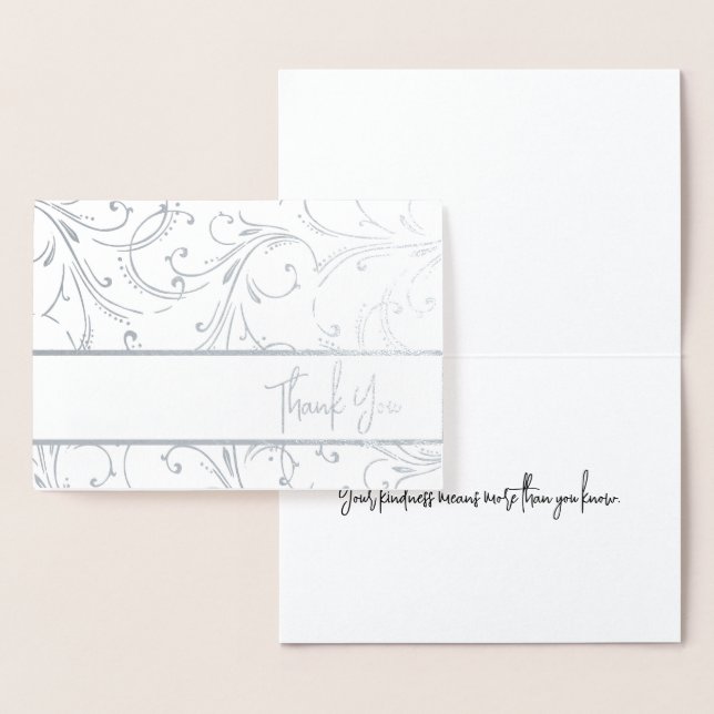 Silver Swirls Thank You Foil Card (Display)