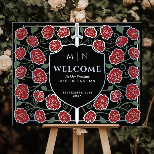 Silver Sword Shield Fantasy Wedding Welcome Sign (Creator Uploaded)