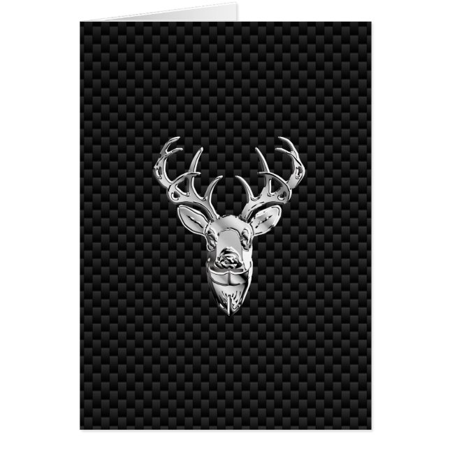 Silver Symbolic Deer on Carbon Fibre Style Print (Front)