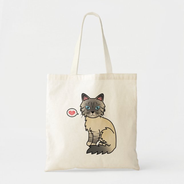 Silver Tabby Birman / Ragdoll Cat Love Tote Bag (Front)
