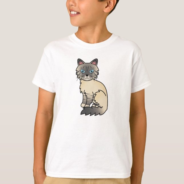 Silver Tabby Birman / Ragdoll Cat T-Shirt (Front)