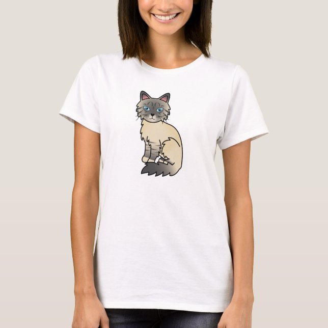 Silver Tabby Birman / Ragdoll Cat T-Shirt (Front)