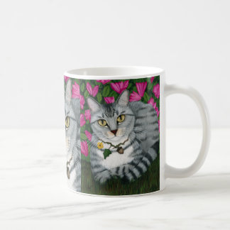 Silver Tabby Cat Azalea Garden Cat Mug