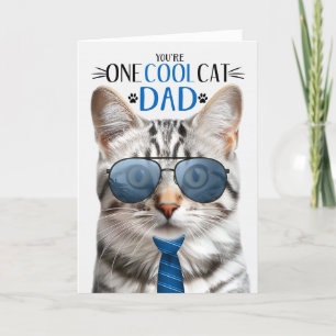 Silver Tabby Cat Father's Day One Cool Cat Holiday Card
