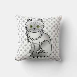 Silver Tabby Chinchilla Grey Persian Cat & Paws Cushion