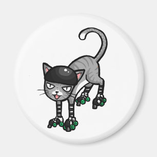 Silver Tabby on RollerSkates Magnet