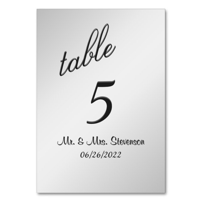 Silver Table Number (Front)