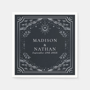 Silver Tarot Card Gothic Wedding Napkins