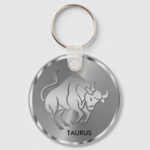 Silver Taurus ♉ the Bull - Zodiac Horoscope Key Ring
