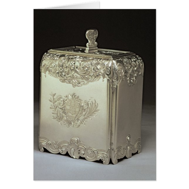 Silver tea canister by Paul de Lamerie (Front)