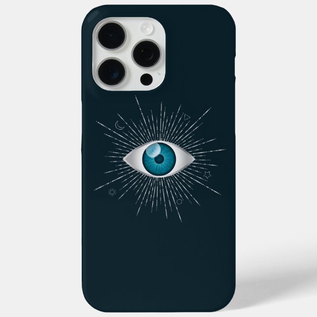 Silver & Teal Blue Mystic Aqua Evil Eye Nazar Mati Case-Mate iPhone Case (Back)