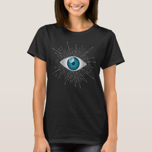 Silver & Teal Blue Mystic Aqua Evil Eye Nazar Mati T-Shirt