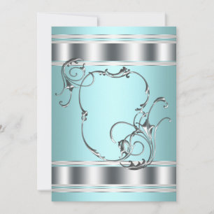 Silver Teal Blue Party Invitation Template