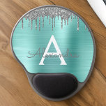 Silver Teal Glitter Brushed Metal Monogram Name Gel Mouse Pad<br><div class="desc">Silver and Teal Aqua Blue Faux Foil Metallic Sparkle Glitter Brushed Metal Monogram Name and Initial Mousepad (Mouse Pad). This makes the perfect sweet 16 birthday,  wedding,  bridal shower,  anniversary,  baby shower or bachelorette party gift for someone that loves glam luxury and chic styles.</div>