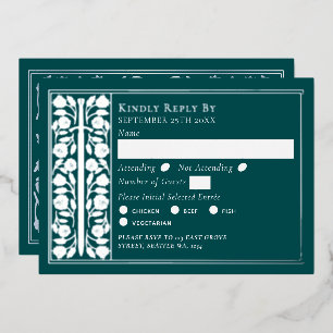 Silver Teal Medieval Sword Wedding RSVP