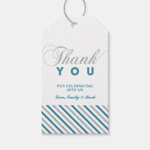 Silver & Teal Modern Party Favour Thank You Tags