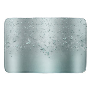Silver Teal Shimmer Sparkle Flutter Butterfly Bath Mat
