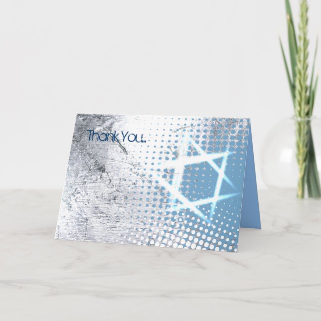 SILVER TEXTURE STAR Thank You Greeting Card (Front)
