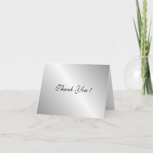 Silver Thank You Card Blank Inside (Front)