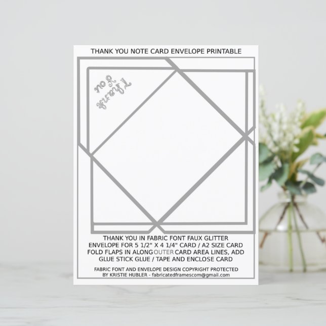 Silver Thank You Card Envelope Paper (Standing Front)